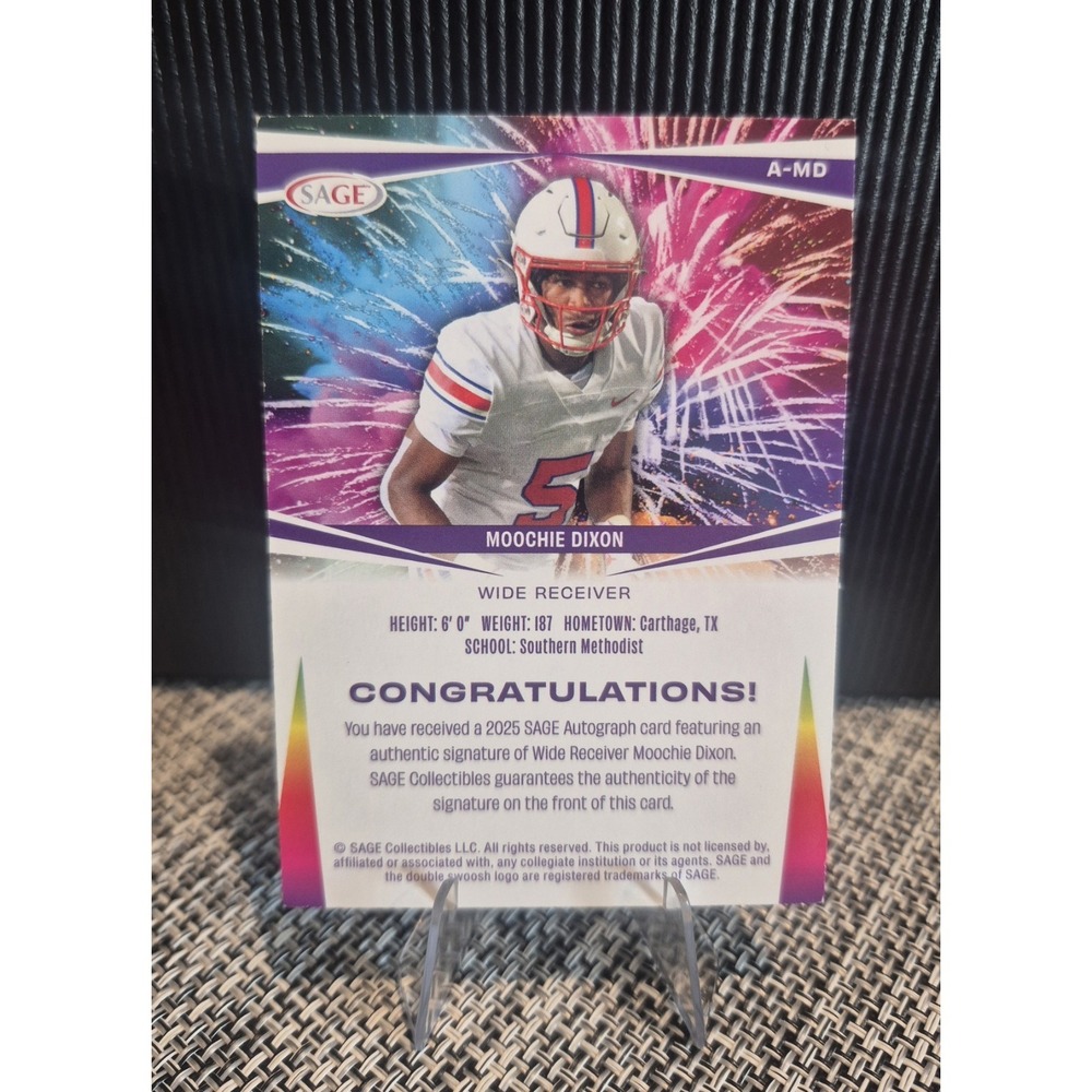 2024 Sage Low Series Moochie Dixon #A-MD Red Auto New Orleans Saints (AU) - Picture 2 of 8